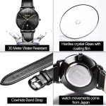 OLEVS Men’s Watch Leather Band - black - Image 3