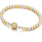 Bead Bracelet with Ball Charm - gold & silver