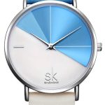 SHENGKE -SK Women’s Watch Leather Band - blue & white
