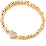 Bead Bracelet with Heart charm - gold