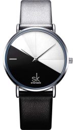 SKENGKE - SK Women’s Watch Leather Band - black & white